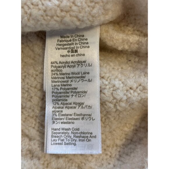 J Crew Ivory Cable Knit Mock Neck Sweater Merino Wool Blend Alpaca Pullover - Picture 7 of 11